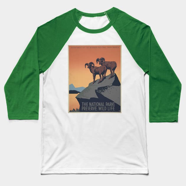 The National Parks Preserve Wild Life Baseball T-Shirt by Scottish Arms Dealer